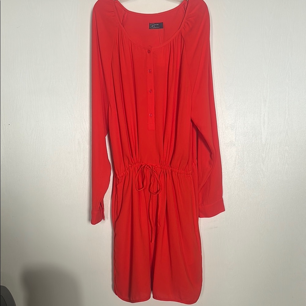 🆕Gap Elegant Red Button-Down Dress XL